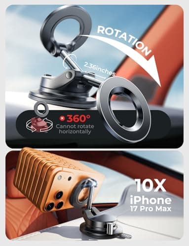 LISEN for Magsafe Car Mount, Magnetic Phone Holders for Your Car Vacuum, Phone Mount for Car Accessories for Women Men Jeep BMW, Suction Phone Holder Gifts Kits, for iPhone 17 Pro Max 16 15 14 13 12 - Thumbnail 6