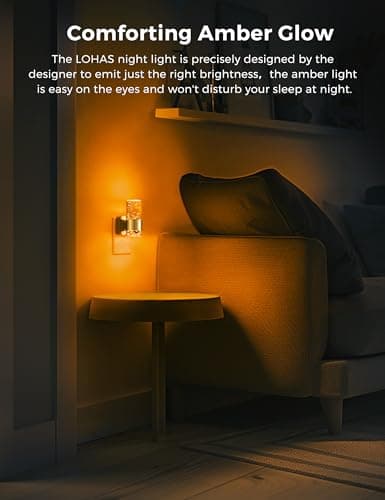 L LOHAS LED Night Light,Dimmable Night Lights Plug into Wall, Acrylic Nightlights with 0-100 LM Adjustable Brightness, Amber Plug in Night Light with Dusk to Dawn Sensor, for Bathroom Hallway - Thumbnail 6