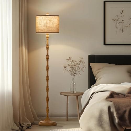 Leasgy 63.5'' Floor Lamps for Living Room, Farmhouse Floor Lamp for Bedroom with 3 Color Temperatures, Vintage Standing Lamps for Living Room, Living Room Light, Chain Switch, Bulb Included, Cream - Thumbnail 6