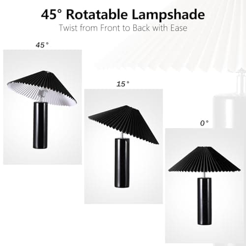 EOEYYOYB Ceramic Table Lamps for Bedroom Set of 2, Adjustable Shade Lamps for Night Stands, Modern Cylindrical Nightstand Table Lamps 5W E26 for Bedroom Bedside Buffet, Black - Thumbnail 5