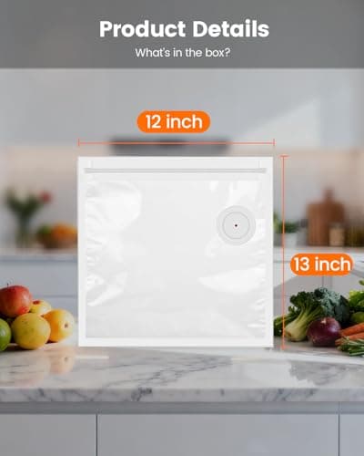 30 Reusable Vacuum Sealer Bags for Food, 12 x 13 inch Food Storage Bags Durable Airtight Bags, Freezer Safe, Microwave & Dishwasher, Leak-Proof, Compatible with Most Vacuum Sealers - Thumbnail 2