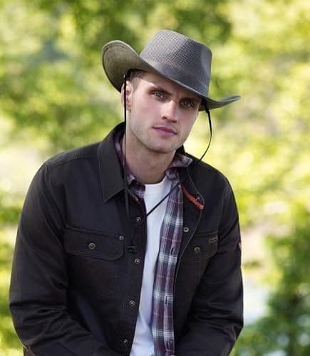 Hayes Mesh Safari Cowboy Hat for Men & Women, Wide Brim Outdoor Sun Hat - Thumbnail 2