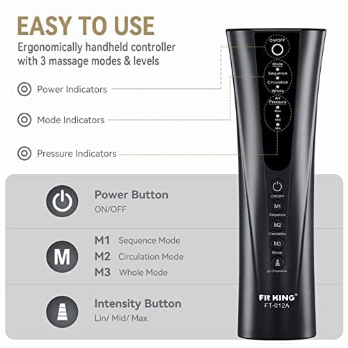 FIT KING Foot and Leg Massager for Circulation and Relaxation with Hand-held Controller 3 Modes 3 Intensities Helpful for Vericose Veins, Cramps, Swelling and Edema - Gift for Mom Wife Family - Thumbnail 4