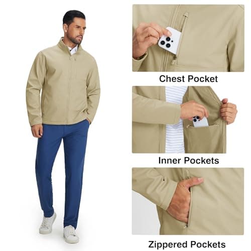 M MAELREG Mens Fleece Jacket Lightweight Soft Shell Warm Lined Golf Jacket Outdoor Hiking Tactical Coat Outerwear - Thumbnail 4