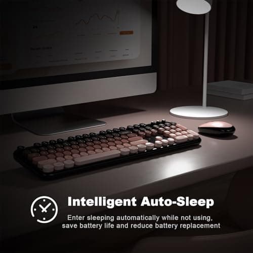 Atelus Wireless Keyboard and Mouse Combo, Typewriter Full Size Retro Keyboard with Number Pad, Ergonomic Design for Windows 7 8 10 11 PC Laptop Desktop, Home and Office Use - Thumbnail 5