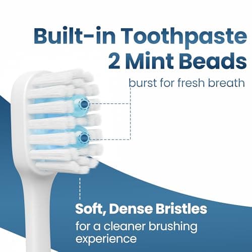 Pinkart Mini Disposable Toothbrushes with Toothpaste, Pre-Pasted Travel Toothbrush with 2 Mint Beads, Individually Wrapped Single-Use Toothbrush for On-the-Go & Travel (48 Count) - Thumbnail 3