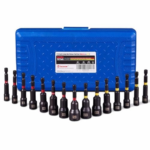 Facoow 15PCS Nut Drivers Set Magnetic, SAE & Metric Nut Drivers Set, Impact Nut Drivers for Impact Drills, 1/4" Hex Shank Standard Nut Driver with Storage Box, Durable for Professional, DIY Project - Image 1