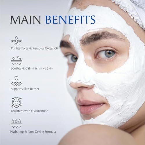 Deep Pore Cleansing Clay Mask for Face, Mud Mask for Oily Skin, Blackhead Mud Facial Mask - with Bentonite and Amazonian White Clay - Oil Control, Niacinamide Brightening, Pore Purifying, 100g - Thumbnail 2