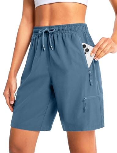 Cyasundent Women's 7" Hiking Cargo Shorts Lightweight Stretch Quick Dry Athletic Golf Summer Bermuda Shorts for Women (Blue_S) - Image 1