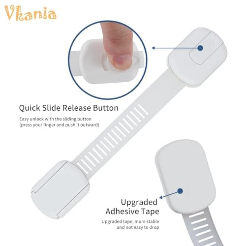8-Pack Baby Proofing Cabinet Locks, Adjustable Adhesive Strap Latches for Drawer, Cupboard, Oven, Fridge, Toilet Seat - No Drill Child Safety Lock Kit, Easy Installation - Thumbnail 3