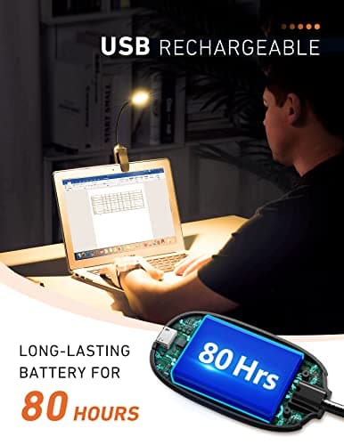 Monotremp Book Lights for Reading at Night in Bed, 80 Hours Runtime Rechargeable Reading Lights for Books in Bed, 3 Brightness Levels × 3 Color Temperatures, 1.3 oz Lightweight - Thumbnail 3