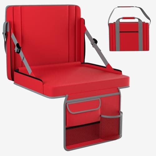janiry Stadium Seats with Back Support 1PACK Adjustable Bleacher Chairs with Back and Cushion Bleacher Seat with Cup Holder, Carry Handle & Shoulder Strap for Outdoor Sports Events, Picnics, Red - Image 1
