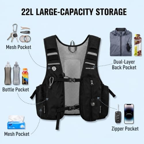 Cooling Vest for Men and Women, Reflective Running Hydration Backpack - Thumbnail 5