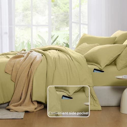 WRENSONGE King Comforter Set, 7 Pieces Hemp Soft Bed in a Bag King with Fitted Sheet, Flat Sheet, 2 Pillow Shams, and 2 Pillowcases- Warm Bedding Set for All Season - Thumbnail 6