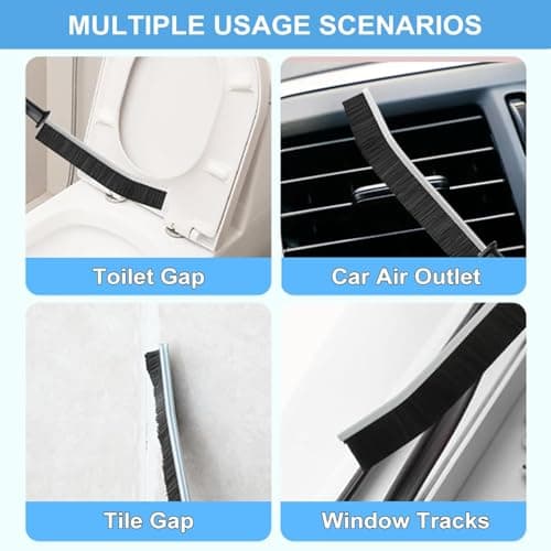 LSLCQW Hard Bristle Crevice Cleaning Brush, Small Cleaning Brushes, Grout Cleaner Brush, Toilet Brush, Scrub Brush for Shower Tile, Skinny Gap Cleaning Tools for Household Use, Bathroom, Kitchen (3) - Thumbnail 3