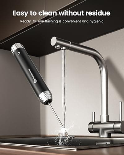 Maestri House Rechargeable Milk Frother with Stepless Speed Control, LunaFro Max Handheld Electric Foam Maker Waterproof Drink Mixer Foamer with Stand & Detachable Whisks for Lattes, Cappuccino - Thumbnail 6