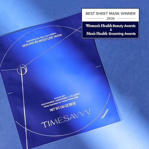 TIMESAVVY Sealing-in-Moisture Mask | No-Slip, No-Drip, No-Mess 15-Minute Triple-Layer Sheet Mask | Niacinamide, Adenosine &Collagen for Hydration,Firming & Glowing Skin | (18gx5ea) - Thumbnail 2