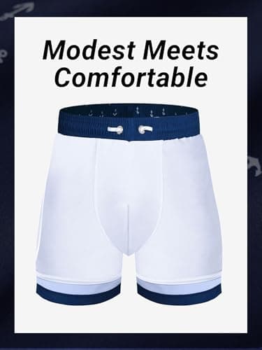 Arcweg Mens Swimming Trunks 2 in 1 with Boxer Liner 5.5" Quick Dry Swimwear Bathing Suit Swim Shorts with Zipper Pockets XXL(US) - Thumbnail 4