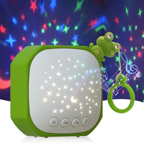 White Noise Sound Machine Baby with Star Projector | Portable Sleep Music Sound with Hook for Nursery, Bedroom, Travel, Infant, The Best Gift for Baby (Frog) - Image 1