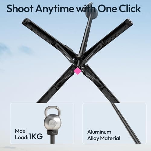 ULANZI Magnetic Phone Tripod, MT85 Auto Open Tripod for Magsafe with Enhanced 4-Leg, 60'' Selfie Stick Extendable Phone Stand, Content Creator Essentials for iPhone 17/16/15/14/13/12 Black - Thumbnail 3