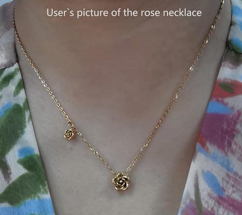Orejorde Rose Flower Necklace, Cubic Rose Pendant Necklace for Women 2026 New Stainless Steel Dainty Floral Pendant Necklaces for Wife Girlfriend Daughter Sister Friends Birthday Mother`s Day Gift - Thumbnail 2