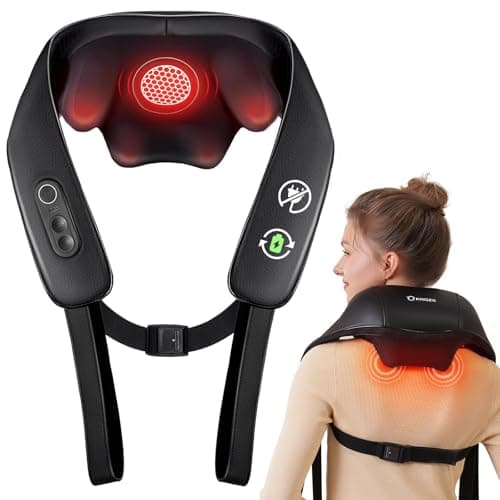 KNQZE Neck and Shoulder Massager with Heat, Cordless Back and Neck Massager, Upgraded Graphene Heating, 4D Shiatsu Deep Kneading Massage for Shoulder, Back,Leg,Pain Relief, Gift for Dad Mom (Black) - Image 1