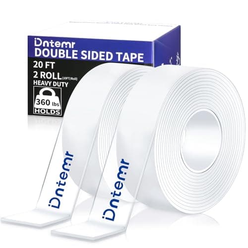 Dntemr Double Sided Tape Heavy Duty 2 Rolls Nano Tape (Total 20 Feet) for Poster Carpet Picture Hanging Strip Rug Strong Adhesive Multipurpose Clear Mounting Two Stick Sided DIY Tape 120" x 1.18"