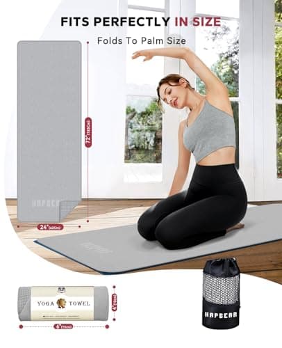HAPBEAR Hot Yoga Towel - Non Slip Yoga Mat Towel with Grip Dot, Super-Absorbent, Soft Microfiber Towel for Hot Yoga, Pilates and Fitness - Thumbnail 2