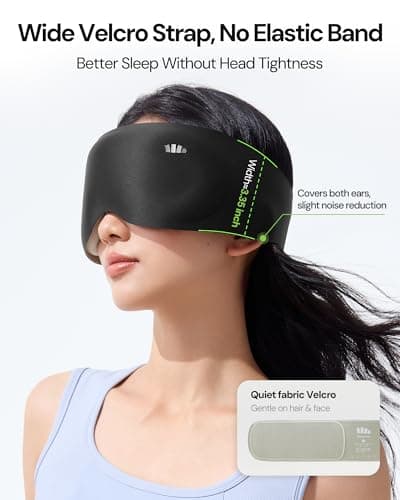 BENEUNDER Sleep Mask for Women Men,3D Contoured Cup Weighted Eye Mask, 100% Light Blockout Blindfold for Flight Nap Travel - Thumbnail 5