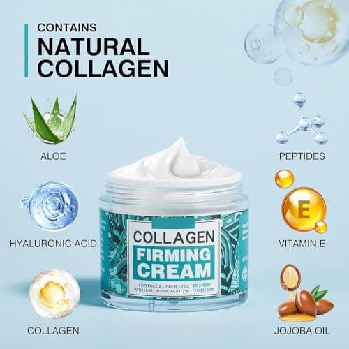 Collagen Cream for Face with Stem Cells Retinol Hyaluronic Acid Niacinamide for All Skin Types, Anti Wrinkle Cream for Women and Men, Skin Tightening & Firming and Neck, Hydrating Face Cream - Thumbnail 5