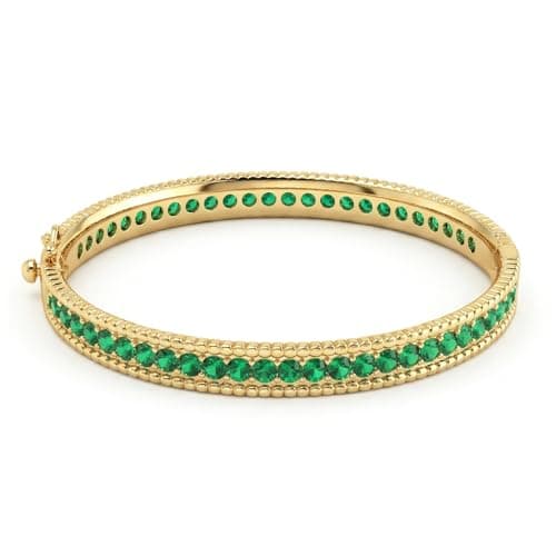 FIVESWEET Gold Bangle Bracelet for Women, 18K Gold Plated Zinc Alloy Bangle Inlaid with AAA Cubic Zirconia, Dainty Vintage Trendy, Waterproof, Non Tarnish, Fashion Jewelry Accessories, Gift Idea for Mother's Day, Valentine's Day, Christmas and Birthdays - Image 1