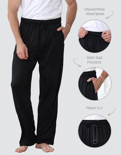 Men's Pajama Pants Soft Jogger Sleep Pants Lounge Pants with Pockets Adjustable Drawstring Casual Sleepwear for All Seasons - Thumbnail 2
