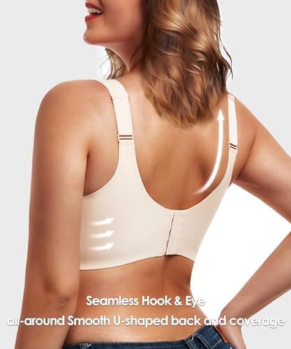 Jelly Strips Smooth Wireless Bras for Women No Underwire (34B-42DD) Bralettes for Women Seamless Bra with Support and Lift Comfort T-Shirt Bra Nude 36DD - Thumbnail 3