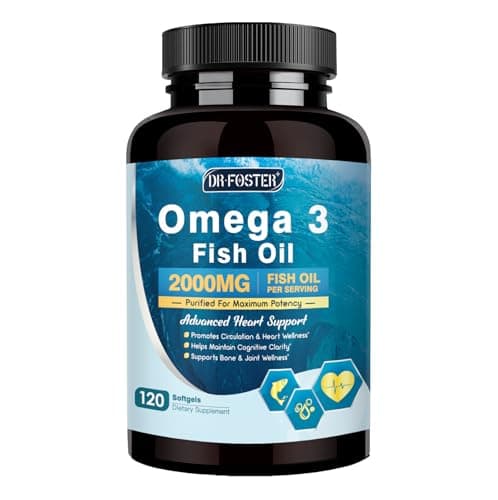DRFOSTER Omega-3 Fish Oil 2000mg, High Content 1400mg Omega-3 with EPA & DHA, Easy-to-Swallow Softgels, Suppoets Heart, Brain, Immune Health, Non-GMO, 120 Softgels - Image 1