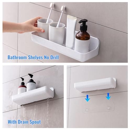 Diesisa 2pc Acrylic Wall Mounted Shower Caddy, Adhesive Shelf, Bathroom Shelves for Wall, No Drilling Hang Walls,Stick on Shelf, with Self Adhesive Tape, for Bathroom, Kitchen, Living Room - Thumbnail 5