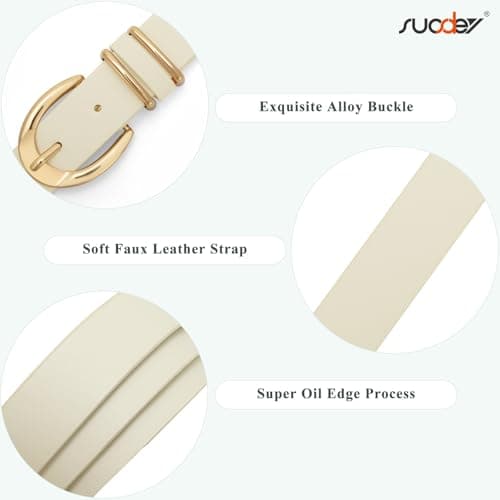 SUOSDEY Women Leather Belts for Jeans Pants Dresses Skinny Leather Belts with Gold Buckle - Thumbnail 4