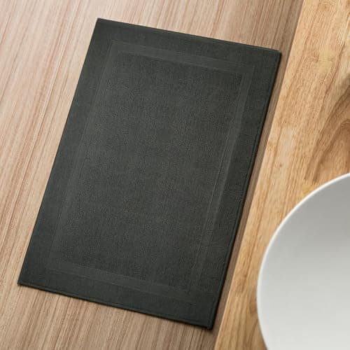 Infinitee Xclusives Premium Cotton Grey Bath Mats –Pack of 2, (34x22 Inches) [Not a Bathroom Rug] Ultra Soft and Super Absorbent Floor Mat, Machine Washable (Shadow Grey, Towel Bath Mats) - Thumbnail 4