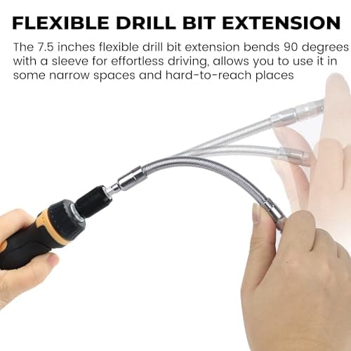 MulWark 63PC Magnetic Ratcheting Screwdriver Bit Set – Multibit Screw Driver with Screwdriver Bits Slotted, Torx, Hex, Pozi, Philips, Square; Nut Driver Set for SAE and Metric – Christmas Gift - Thumbnail 6