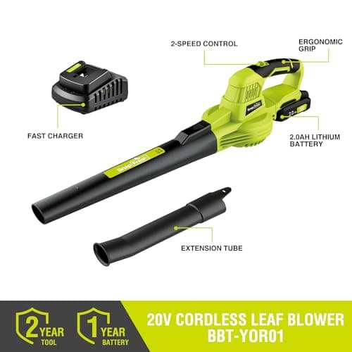 SnapFresh 20V Leaf Blower, Leaf Blower Cordless with 2.0Ah Battery & Fast Charger, 2.7lbs Lightweight Electric Leaf Blower, 2 Speed Modes for Lawn, Patio, Yard & Sidewalk Care - Thumbnail 2