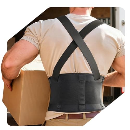 Medical-Grade Work Back Brace with Adjustable Shoulder Straps [Stronger Support & Breathable Mesh] Lower Back Support Belt for Men Women - Pain Relief for Lifting, Warehouse, Construction & Moving - Image 1