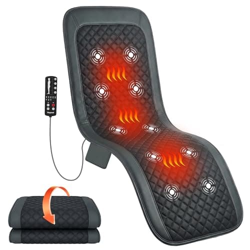Heycool Full Body Massage Mat with Heat [2026 Upgraded], 10-Motor Vibration Massage Pad for Chair Bed Sofa, 2 Heat Levels, 5 Massage Modes, Foldable Memory Foam Back Massager for Home Office