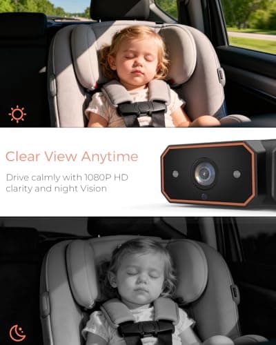Babyvue BV6 Wireless Baby Car Camera Fast Setup, HD1080P No Wiring Car Baby Monitor with Auto IR Night Vision, 5.2" Display Backseat Camera 3X Zoom for Kids - Thumbnail 3