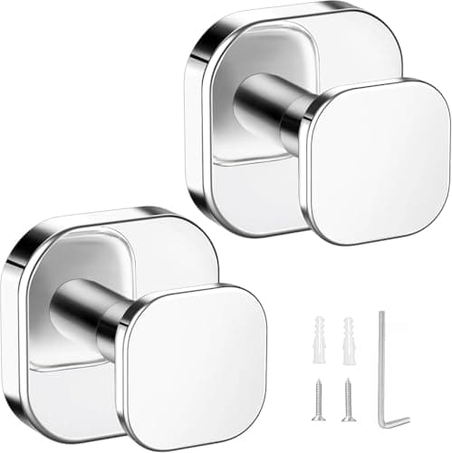 IMUMU Towel Hooks for Bathroom,Wall Mounted Towel Holder,Heavy Duty Stainless Steel Robe Hooks for Bathroom/Kitchen/Office(2-Pack,Mirror) - Image 1