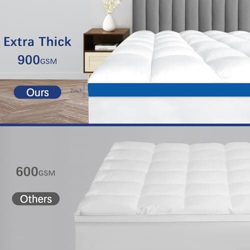 Mattress Topper Twin XL College Dorm, Waterproof Bed Topper Twin XL Mattress Pad Cover for College, Cooling Pillow Top Mattress Topper with Deep Pockets Fluffy Fill Mattress Protector - Thumbnail 3