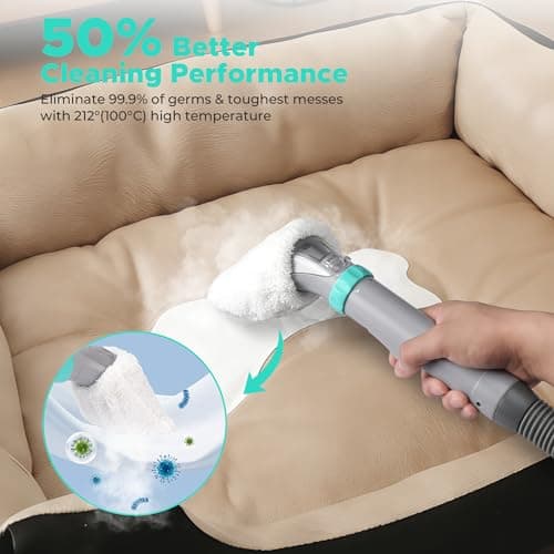HAUSHOF Steam Portable Carpet and Upholstery Cleaner Machine, Instant Heating Portable Carpet Cleaner with Steam&HotWater&Cold Water System, Steam Cleaner for Carpets, Cars, Furniture, Couch - Thumbnail 3