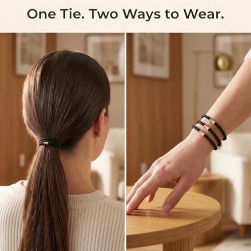 JessLab 20PCS Braided Hair Ties for Women, No Damage Hair Elastics with Accent, Seamless No Crease Boho Bracelet Ponytail Holder, Classic Black - Thumbnail 3