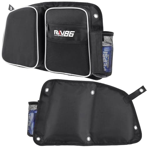 RKV86 Rear Door Bags for RZR, Heavy-Duty 1680D Waterproof, UTV Storage Bags with Knee Pad Cup Holder, for Polaris RZR XP4 1000(14-23), 4 900(15-18), XP4 Turbo(16-19), XP4 Turbo S(19-21) White - Image 1