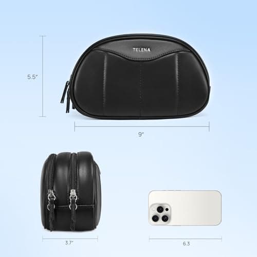 Telena Medium Makeup Bag, Travel Make Up Bag for Women, Vegan Leather Cosmetic Bag for Travel Essentials - Thumbnail 5