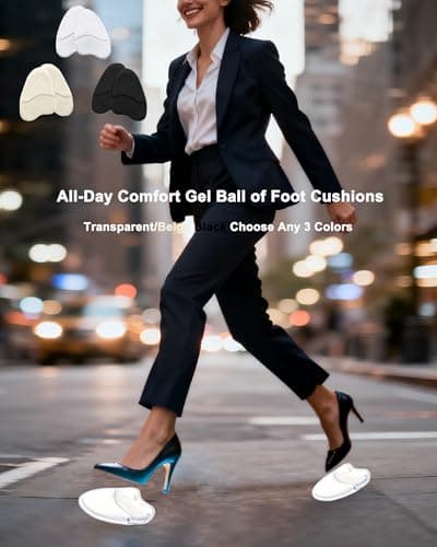 DAZZORA 4 Pairs Metatarsal Pads for Women - 0.22" Extra Thick Ball of Foot Cushions for Instant Pain Relief & Shoes Too Big, Soft Gel High Heel Inserts, Reusable & Non-Slip Forefoot Pads, Black - Thumbnail 3