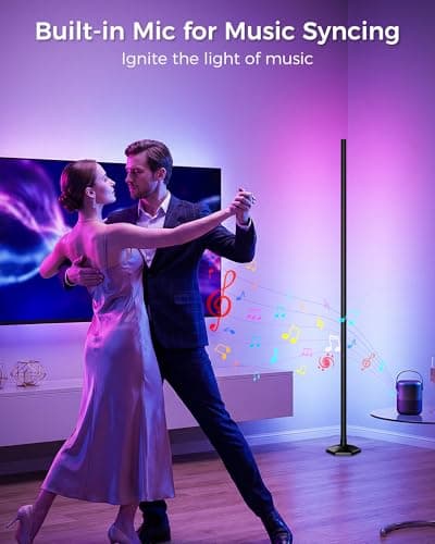 boostool 2 Pack Corner LED RGB Floor Lamp, Smart Dimmable Corner Light with Music Sync, Color Changing Ambient Lighting with App and Remote Control, for Bedroom, Living Room Gaming Room - Thumbnail 4
